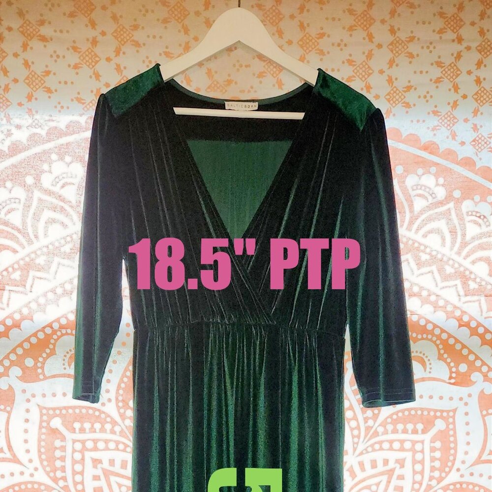 Baltic Born Green Velvet Long Evening Dress